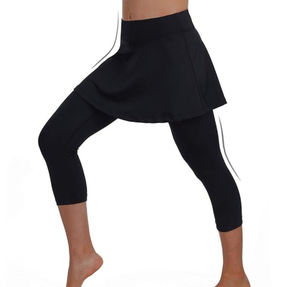 2x/3x Plus Size Skirted Legging Women, Yoga Workout Tennis Black new
